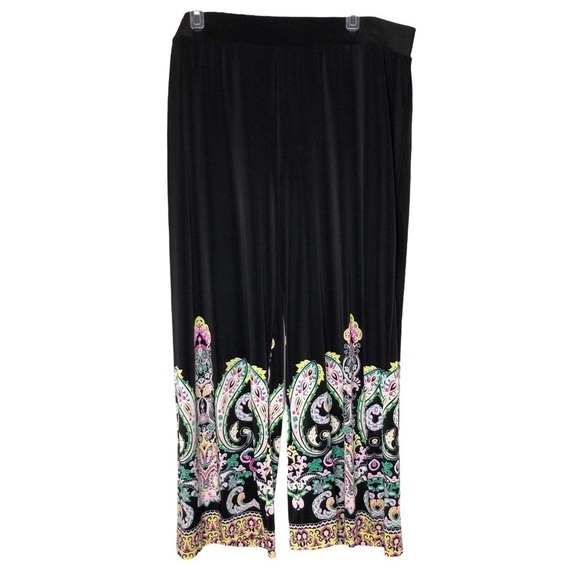 Inc INTERNATIONAL CONCEPTS - Black and Colorful Paisley Palazzo Pants - Size XXL - Picture 2 of 8